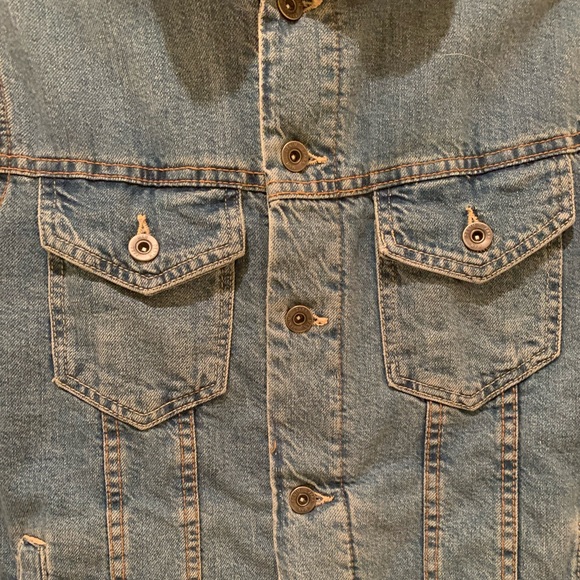 ZARA Fleece Trim Denim Jacket-S - Picture 4 of 6